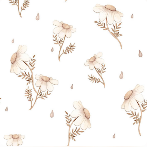 Mussola in cotone o in bamboo MARGHERITE bianco