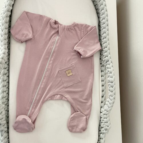 Tutina in bamboo rosa sporco 0-3mesi