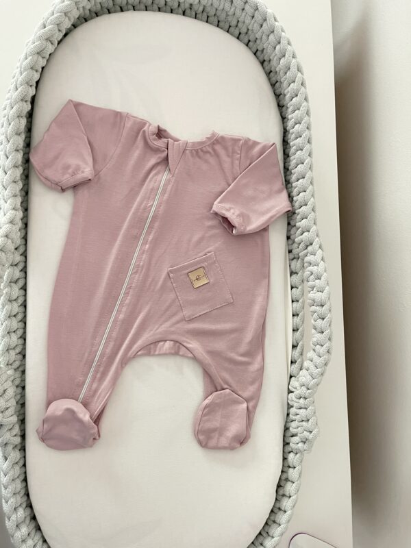 Tutina in bamboo rosa sporco 0-3mesi
