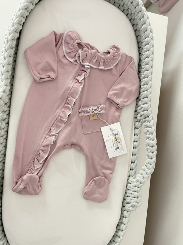 IMG_7856 Tutina in bamboo rosa sporco con le balze 0/3m